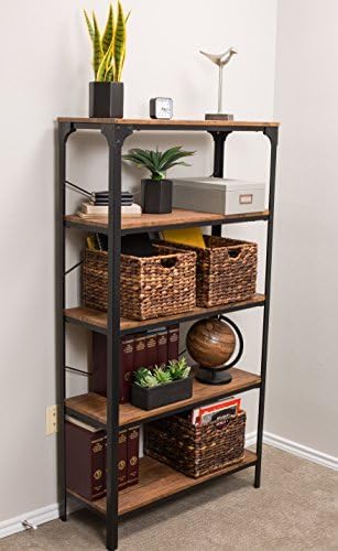 BIRDROCK HOME Woven Storage Shelf Organizer Baskets with Handles - Set of 3 - Abaca Wicker Basket - Pantry Living Room Office Bathroom Shelves Organization - Under Shelf Basket - Handwoven (Espresso)