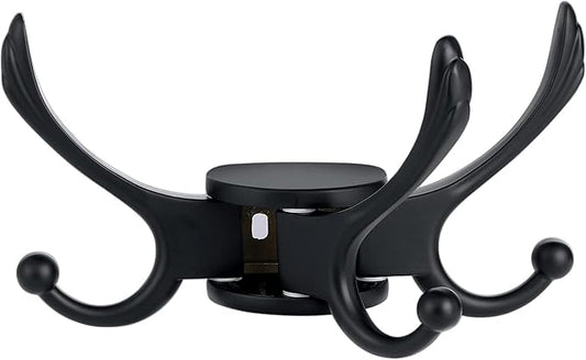 Heavy Duty Swivel Coat Hook Space Saving Towel Rope Hook Wall Mount Triple Swing Arms for RV Bathroom Kitchen Garage,Matt Black