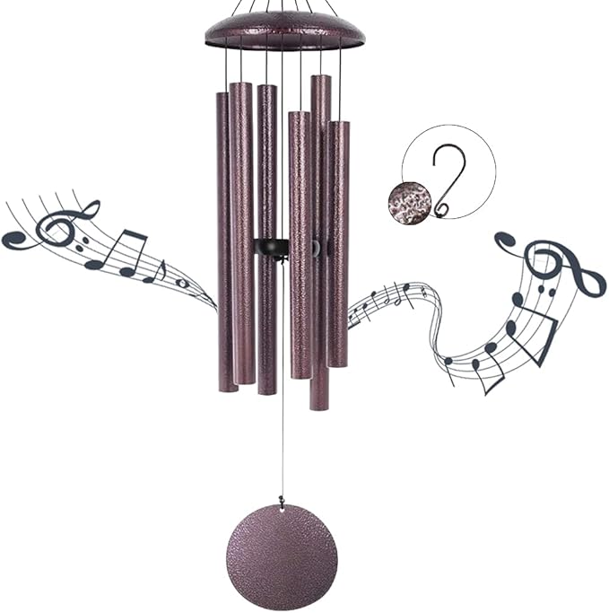 ASTARIN Wind Chimes, 36 Inch Large Metal Outdoor Chimes with 6 Tubes, Deep Tone, Tuned for Garden, Balcony, Patio & Home Decor. Bronze