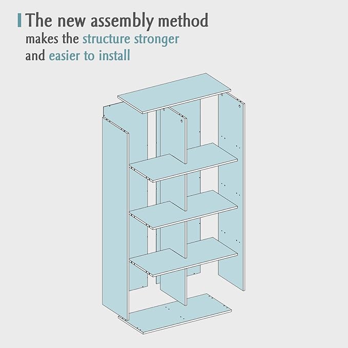 8-Cube Storage Shelf Bookcase - Wooden 4-Tier Floor Standing Open Bookshelf, Modern TV Stand up to 55 Inchs for Home and Office, Light Blue