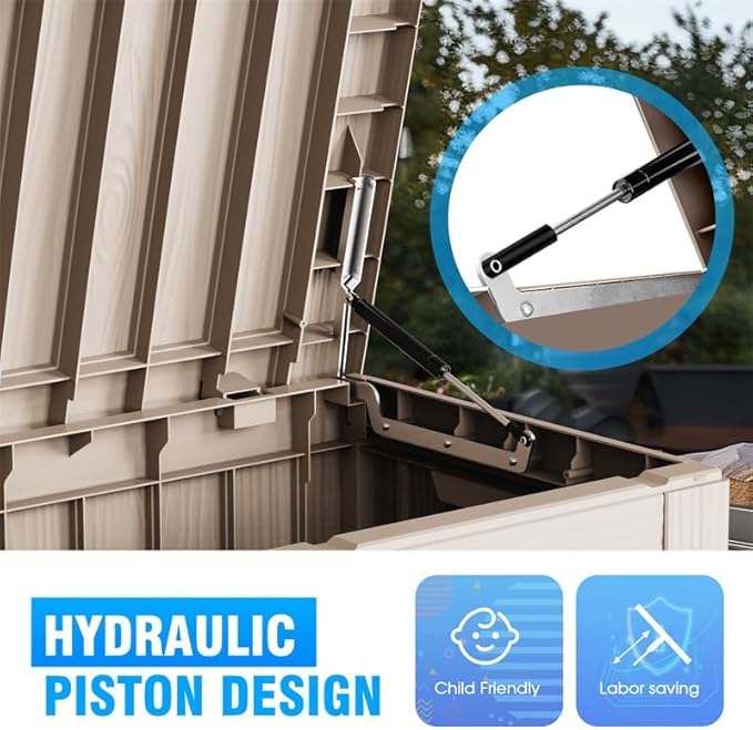 80 Gallon Outdoor Deck Box,Storage Lockable Waterproof Patio Furniture,Garden Tools,Cushions,Pool Accessories Outside Storage Resin Box(Gery)