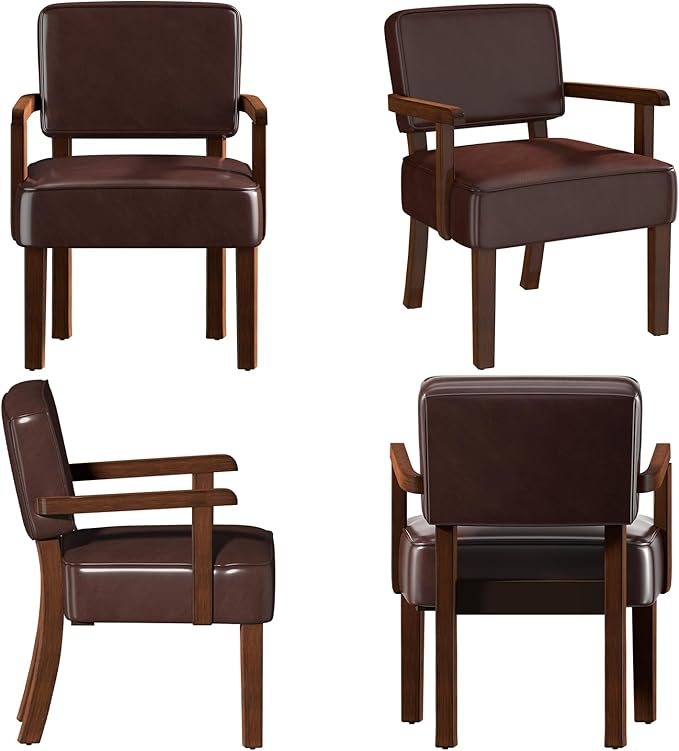 Accent Chair, PU Leather Living Room Chairs Oversize with Soft Seat and Armrests for Living Room Dinning Room Bedroom Reading Room Waiting Room