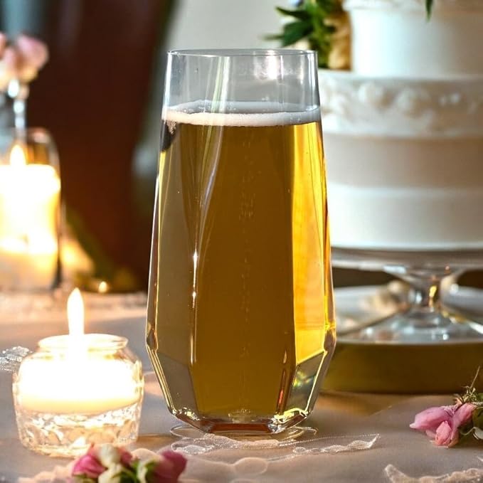 48 Pack Diamond Unbreakable Stemless Plastic Wine Stemless Toasting coacktail Glasses, Durable 9 Oz BPA-Free Disposable Champagne Flutes for Weddings, Bars, Events, and Celebrations (Clear)