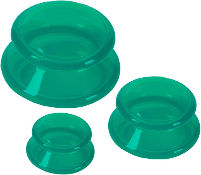 3Pcs Cupping Therapy Set-Professional Silicone Cupping, Suitable for Facial Body Massage/Deep Myofascial Release/Pain Relief/Muscle Relaxation & More (Green,3pcs)