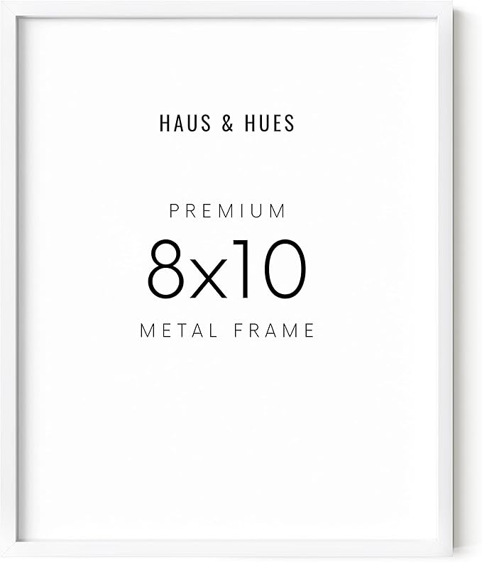 HAUS AND HUES White 8x10 Picture Frame - Modern Aluminum Wall Art Display - Minimalist, Lightweight 8x10 White Frame for Art Prints, Photos, Posters - Ready-to-Hang Vertically & Horizontally