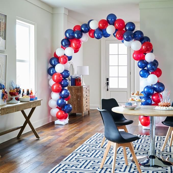 130pcs Red White Blue Balloons Different Sizes 18" 12" 10" 5" Party Latex Balloons for Birthday Graduation 4th of July Independence Day Anniversary New Year Holiday Party Decorations
