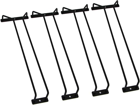 14-Inch Black Wine Glass Rack, Under Cabinet Wine Glass Holder Stainless Steel Stemware Rack - Hanging Stemware Holder for Cabinet Kitchen Bar, Set of 4