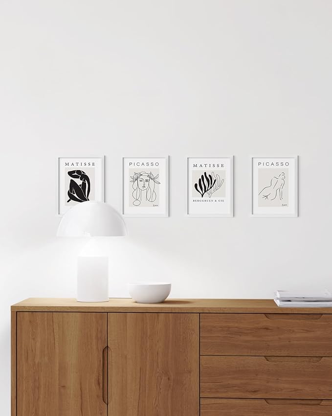 HAUS AND HUES 6x8 White Metal Picture Frames - Photo Frames 6x8 - Features Premium Aluminum, Vertical Hanging, Easel Back for Tabletop, Home, Office (6x8 in, White, Set of 4)