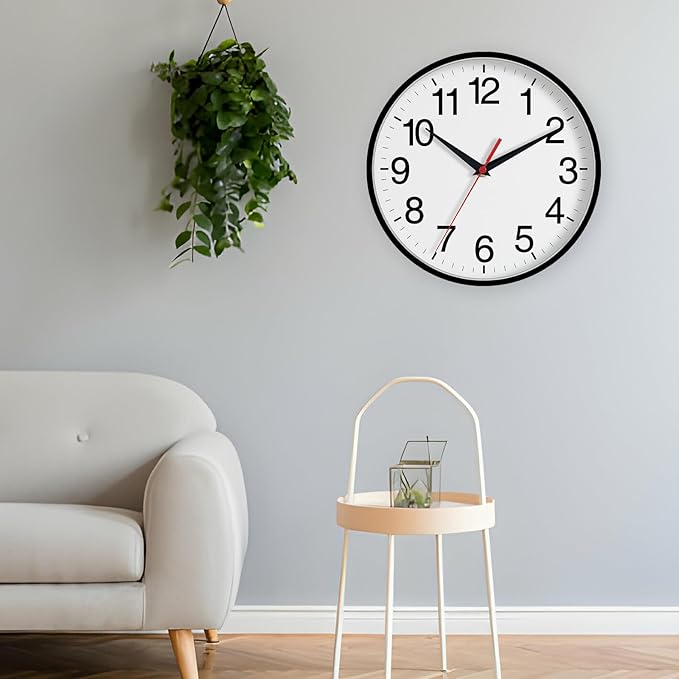 16 Inch Wall Clock, Large Wall Clocks Battery Operated, Big Silent Non-Ticking Analog Clock Decorative for Living Room, Office, Kitchen, Outdoor,Classroom, Bedroom, Bathroom, School(Black)