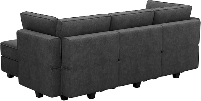 Belffin Terry Fabric Modular Sectional Sleeper Sofa Bed with Storage Convertible Sectional Couches for Living Room 6 Seaters Dark Grey Modular Sofa