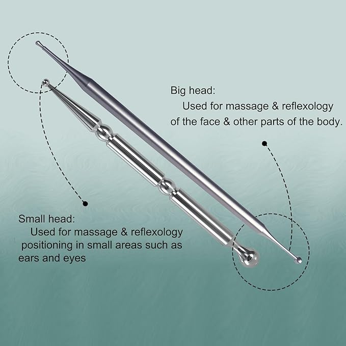 BYYDDIY Stainless Steel Dual Head Facial Reflexology Tool Set