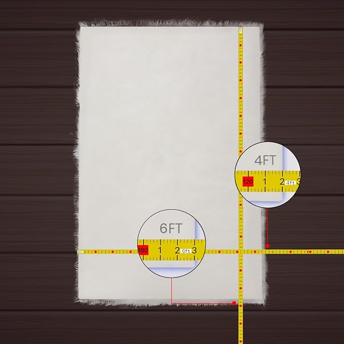 AMTOVO Faux Fur Sheepskin Rug for Living Room, 4 x 6 ft Black Fluffy Area Rug for Bedroom, Playroom, Luxury Room Decor, Rectangle