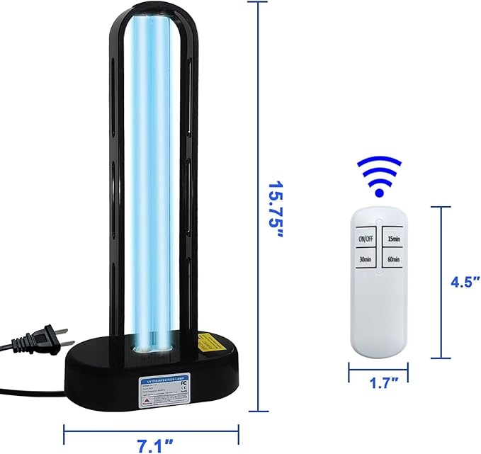 BAIMNOCM 3 Pack 38W UV Light Sanitizer, UVC Germicidal Lamp with Remote Control, UV Disinfection Light Bulb for Basement/Bedroom/Kitchen (2 Ozone Free + 1 Ozone)