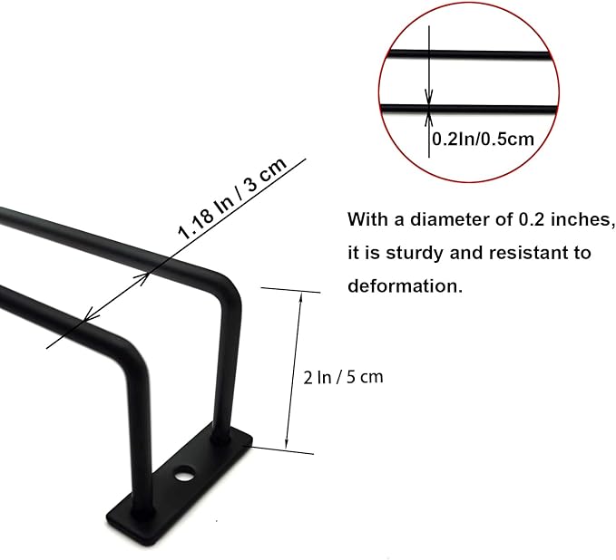 14-Inch Black Wine Glass Rack, Under Cabinet Wine Glass Holder Stainless Steel Stemware Rack - Hanging Stemware Holder for Cabinet Kitchen Bar, Set of 4