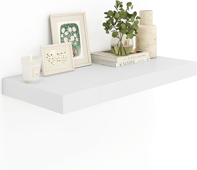 12" Deep White Floating Shelves,Over Toilet Long Wall Mounted Modern Farmhouse 36 inches,Wall Shelves with Invisible Brackets for Bedroom, Bathroom, Living Room, Kitchen, Set of 1