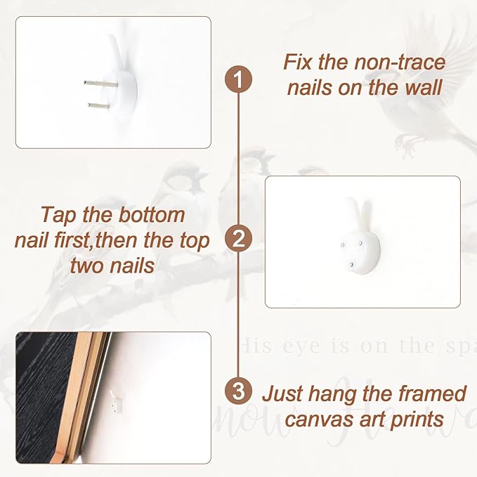 Aurlan His Eye is on the Sparrow Christian Wall Art Framed(40"x20"), Vintage Neutral Birds on Tree Branch Nature Canvas Artwork, Religious Faith Gift Bible Verse Scripture Print Decor for Home Office Bedroom