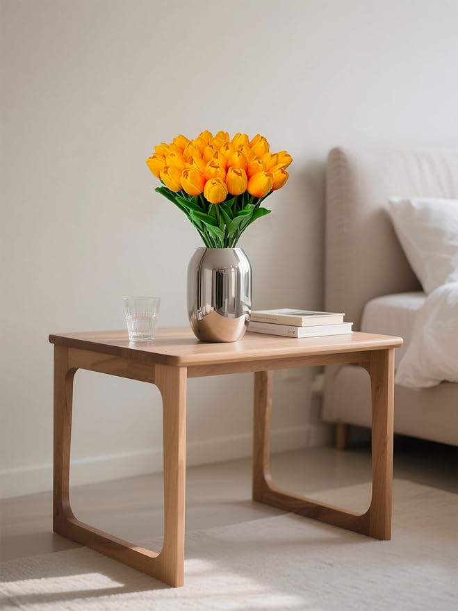 15 Heads Artificial Flowers PU Real Touch Tulip Bouquets Orange Tulips Faux Tulips Latex Fake Flower Bouquet for Spring Wedding Home Décor Centerpiece Arrangements