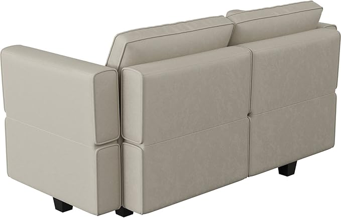 Belffin Modular Loveseat Sofa Couch with Storage Seats Velvet 2 Seater Love Seats for Small Spaces Grey