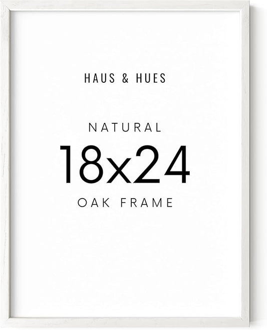 HAUS AND HUES White 18 x 24 Poster Frame - Oak White 18 x 24 Picture Frame, Wall 18x24 Frame, 18x24 Wood Frame, 24x18 Poster Frame, Wooden Picture Frame 18 x 24, Art 18 x 24 Frame