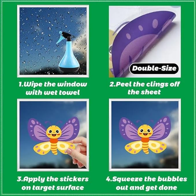 2 Sheets of 12x36 Inch Spring Summer Window Cling Sticker Fish, Plants, Aquatic Theme Window Stickers, Spring and Summer Decor, Home, Shop, Party Window, Glass, Wall Display Stickers (Aquatic Theme)