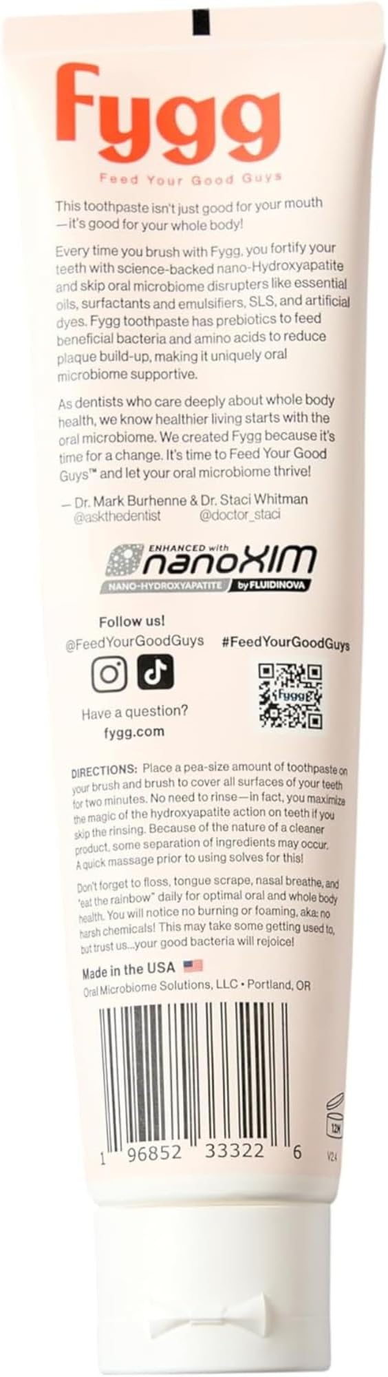 Nano Hydroxyapatite Toothpaste with Prebiotics | Fluoride & SLS Free with Hydroxyapatite | Remineralizing nHA Tooth Paste for Sensitive Teeth | Chocolate Swirl, 4 Oz