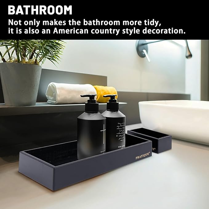 Bamboo Drawer Organizer - Kitchen Utensil Organizer Silverware Tray Cutlery Holder,Office Desk Supplies and Accessories,12 * 3 * 2.6inch,Black