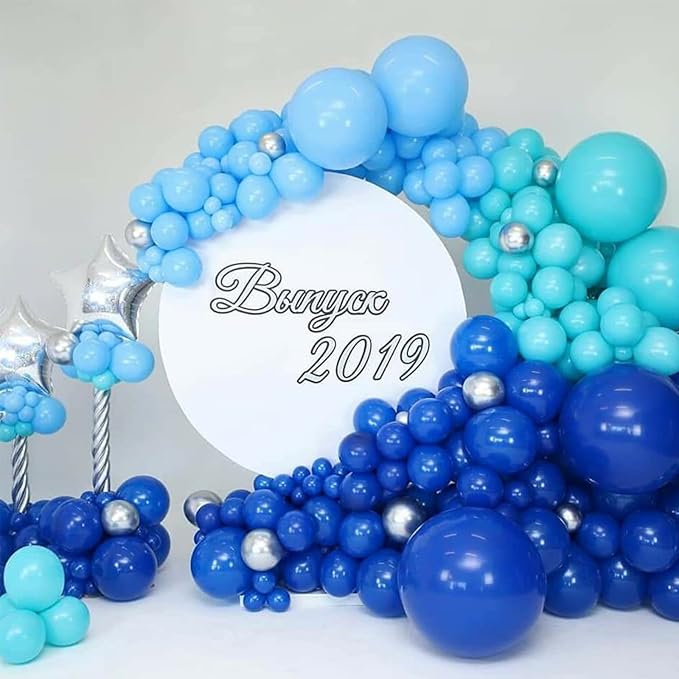 130pcs Royal Blue Balloons Different Sizes 18" 12" 10" 5" Party Latex Balloons for Birthday Graduation Baby Shower Anniversary Nautical Party Decorations