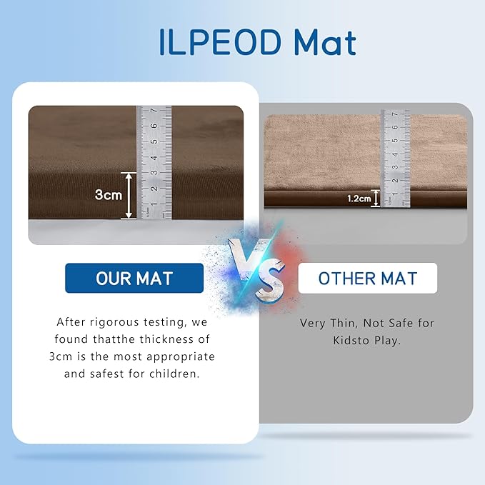 Baby Play Mat for Floor Tummy Time Mat Nursery Muscle Area Playroom Rug Tatami 79"x138" Memory Foam 1.3" Thick Crawling For Babies,Toddlers, Infants, Kids,Floor,Coffee