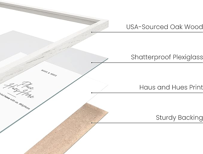 HAUS AND HUES 24x36 Frame Set of 6 - Poster Frames 24 X 36 Inches White Gallery Wall Frame Set, White Picture Frames Pack 24 x 36 Poster Frame, Large Picture Frames 24x36 Frame Wood (White Oak Frame)