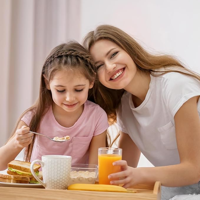 12 Pieces Toddler Utensils, Kids Stainless Steel Silverware Set - 6pcs Forks and 6pcs Spoon, Cute Children Flatware Sets with Mirror Polished, Self Feeding Safe, Dishwasher Safe