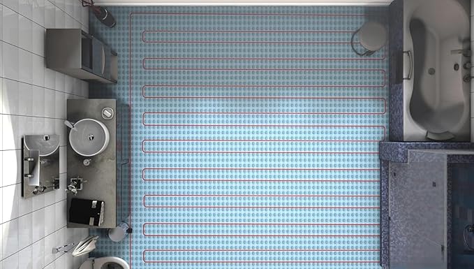 All-in-one Electric Radiant Floor Heating Kit 70 Sq Ft 120V with 2855401 Thermo Basic Non-programmable Thermostat, Heat Uncoupling Membrane, Underfloor Heat Cable, Safe Installation Tools