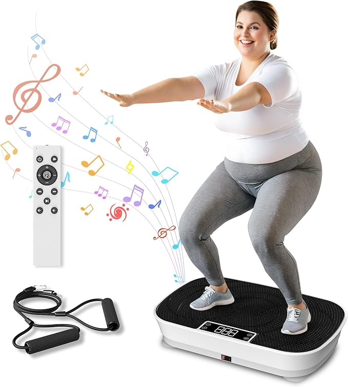 Vibration Plate Exercise Machine - Bluetooth Music & 400LBS Capacity Vibration Plate for Lymphatic Drainage & Weight Loss with 99 Speed Levels, Whole Body Vibration Plate for Home Fitness