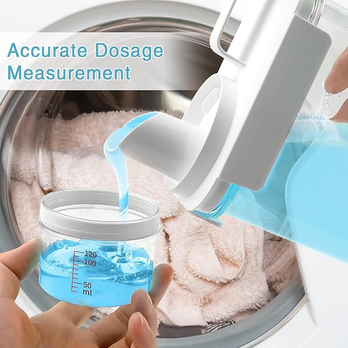 2 Pack Laundry Detergent Dispenser, 61oz Detergent Dispenser, Refluxable Laundry Detergent Container, Plastic Liquid Laundry Detergent Dispenser for Laundry Room Organization with 6 Labels