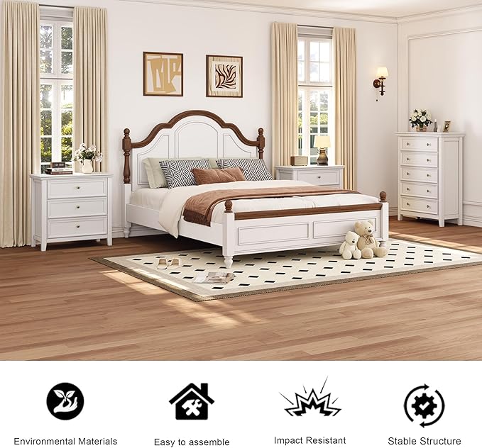 BLANKSPACE White Dresser, 3 Chest Drawer Dresser for Bedroom, Large Capacity Nightstand, Modern Wood Cabinet for Bedroom, Living Room, Closets