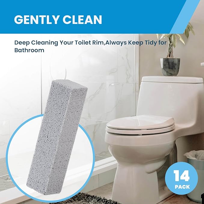 14 Pack Pumice Stone for Toilet Bowl Cleaning, Powerfully Cleans Hard Water Rings, for Cleaning Toilets, Bathtubs, Grills, Swimming Pools, Sinks