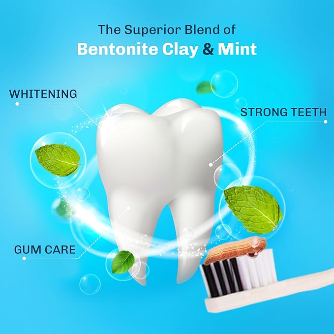 Bentodent Calcium Bentonite Clay Toothpaste Fluoride-Free SLS Free Natural Toothpaste for Family Including Kids (Combo Pack (Mint & Cardamom))