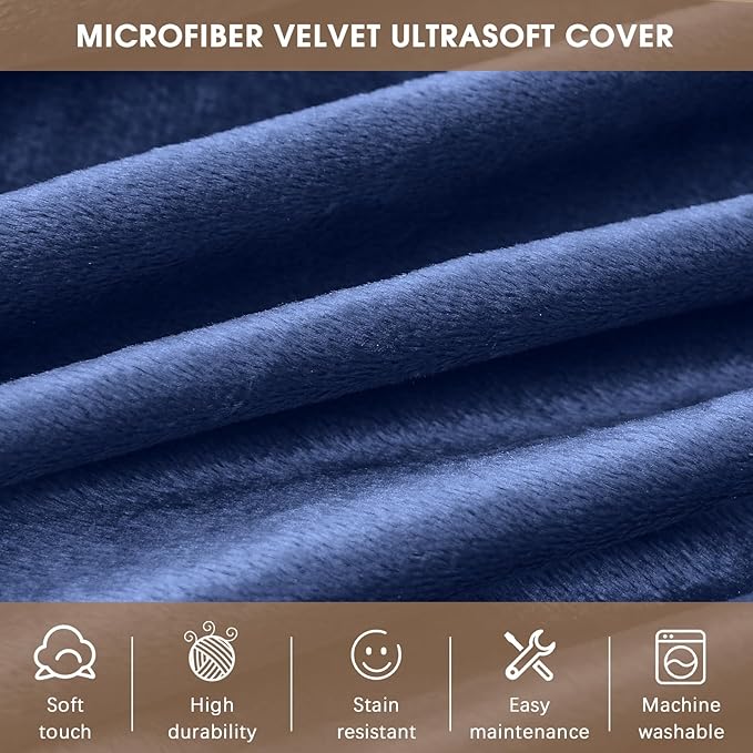 Bean Bag Chairs for Adults - Memory Foam Furniture BeanBag Chair - Kids/Teens Sofa with Soft Micro Fiber Cover - Round Fluffy Couch for Living Room Bedroom College Dorm - 5 ft, Navy