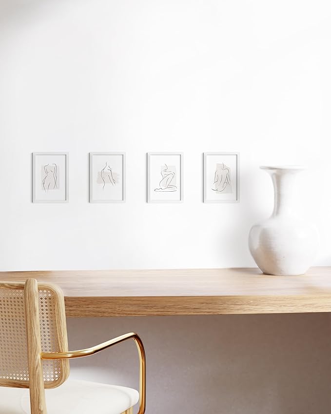 HAUS AND HUES 4x6 White Metal Picture Frames - White 4X6 Photo Frames - Features Premium Aluminum, Vertical Hanging, Easel Back for Tabletop, Home, Office (4x6 in, White, Set of 4)