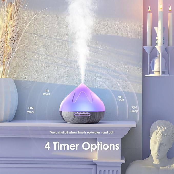500ML Essential Oil Diffuser: Aroma Diffuser with Remote Control for Hotel Spa Yoga Room Humidifier with 14 Colors LED Night Light for Bedroom Home Relaxation, Black