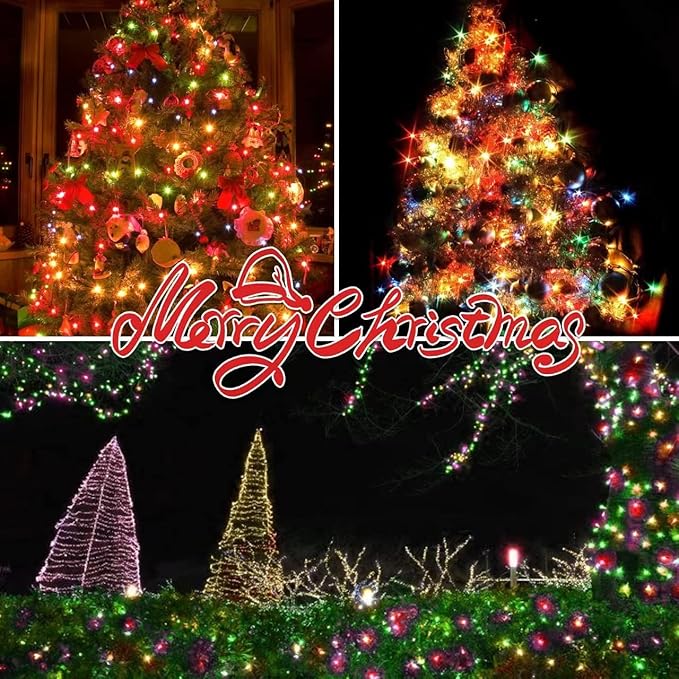 150LIGHTS Multi Extra-Bright with End Connectors Christmas Decorative Lights 9.72m UL Certified Mini String Light Set Waterproof for Home Garden Holiday Christmas Tree Party Patio Wedding