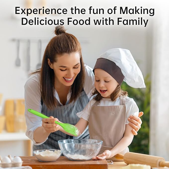 Barsone 5-Piece Silicone Spatula Set( Heat Resistant 446°F Food Grade BPA Free, Nonstick Cookware Safe Dishwasher Safe Kitchen Tools for Baking, Cooking, Stirring, Green)