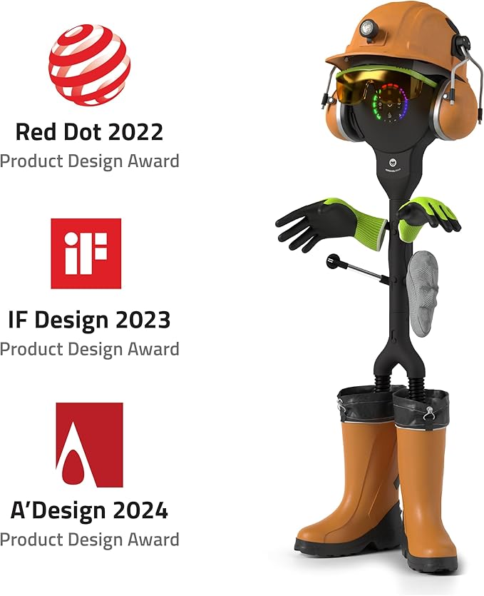 Hedgehog Buddy Heavy Boot Dryer for Work Boots and Shoe Deodorizer – Rapid 3 Pair Gloves, Boxing Shoes and Shoe Dryer, Wall-Mounted Warmer Adjustable Heat Portable Dryer, Black