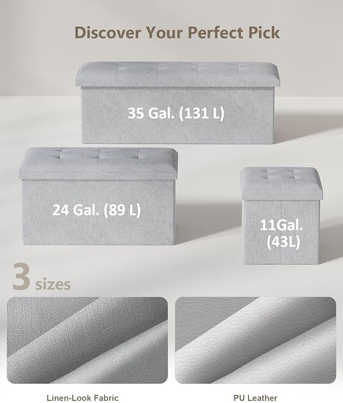 15 Inches Small Folding Storage Ottoman Cube, Storage Footrest, Foot Rest Stool, for Living Room, Bedroom, Dorm, Hallway, Entryway, Light Gray