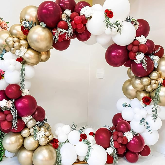 130pcs Burgundy Balloons Different Sizes 18" 12" 10" 5" Wine Red Balloons for Birthday Graduation Bride Baby Shower Wedding Decorations