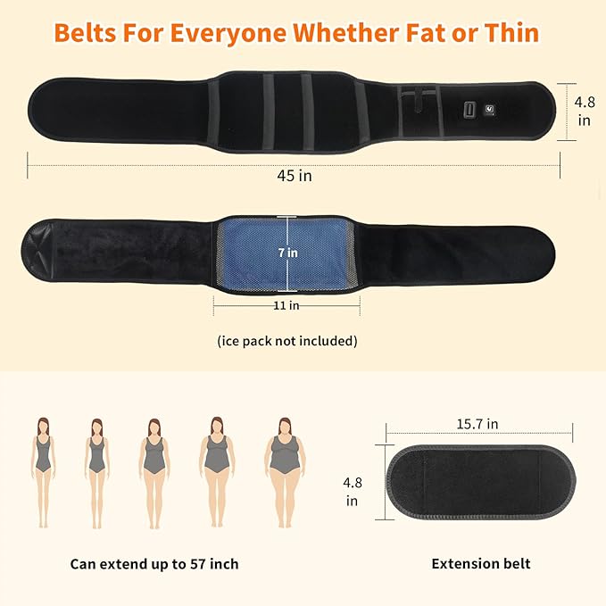 Heated Waist Belt - Cordless Heating Pad for Back Pain Relief Lower Back Electrical Heating Rechargeable Battery Powered