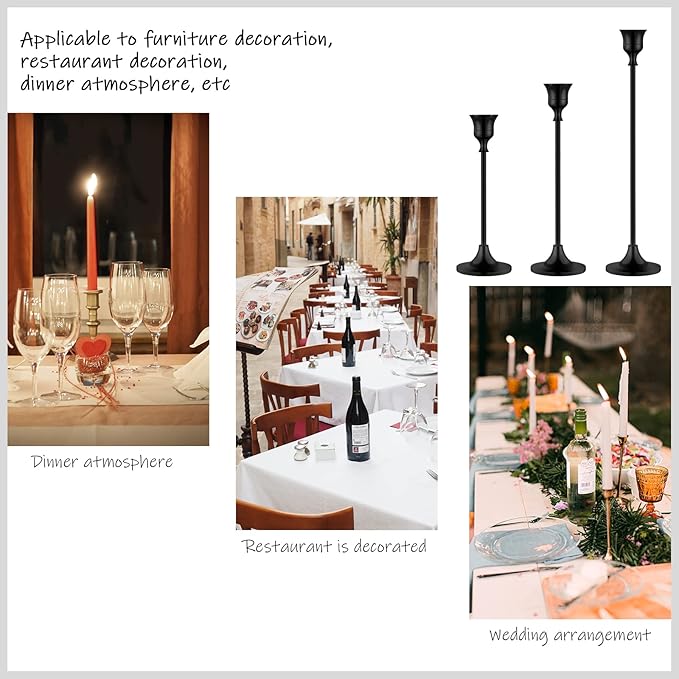 Candlestick Holders,Taper Candle Holder for Candlesticks Black Candelabra Candle Holders Vintage Candle Stick Candle Holder for Fireplace Party Dining Home