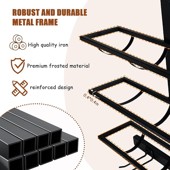 16 Bottle Wall Mount Wine Rack with Wine Glass Holder, Metal Wine Wall Rack, Wall Racks for Wine Bottles Display and Storage, Hanging Bottle Organizer for Living Dining Room Wine Cellar Bar (Black)