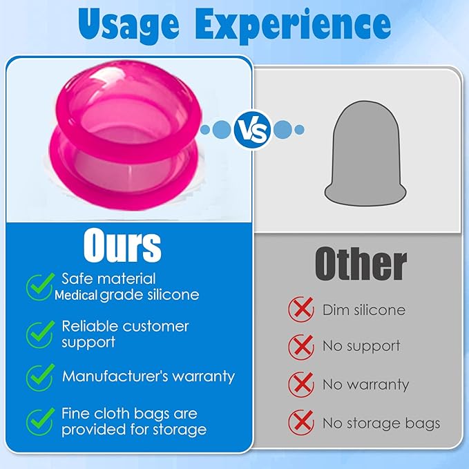 15Pcs Cupping Therapy Set-Professional Silicone Cupping, Suitable for Facial Body Massage/Deep Myofascial Release/Pain Relief/Muscle Relaxation & More (Rose Red,15pcs)