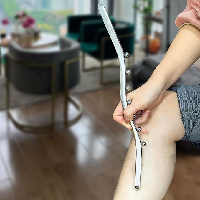 BYYDDIY Muscle Scraper Stick Set with Steel Balls for Lymphatic Drainage, Gua Sha Scraping Massage Tool, Release Myofascial Trigger Points for Physical Therapy (Mz-SBD2)