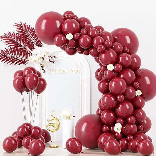 130pcs Burgundy Balloons Different Sizes 18" 12" 10" 5" Wine Red Balloons for Birthday Graduation Bride Baby Shower Wedding Decorations
